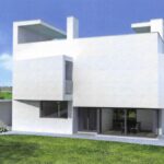 Álvaro Siza Vieira's 6 Villas at Bom Sucesso Resort showcasing Brutalist architecture with a focus on composite materials, featuring a modern design with distinct villa structures set on a spacious land lot.