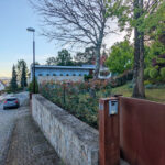 House 1 to 6 designed by Jean Pierre Porcher, Joaquim Oliveira, and Albino Freitas featuring modern landscaping with conifers, a driveway, walkway, and home fencing with hedges.