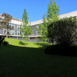 OPERA | Design Matters' Escola de Medicina, Universidade do Minho, showcasing a concrete corporate headquarters with a central courtyard, lawn, and extensive daylighting features.