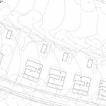 Nuno Graça Moura’s architectural drawing of the 4 Unbuilt Villas from the Unrealized Phase 3 of Bom Sucesso Resort, showcasing detailed line art and schematic sketches of villa layouts and structural elements.