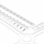 Nuno Graça Moura’s Bar Code 2 - 12 Row Houses at Bom Sucesso Resort depicted in a detailed architectural schematic showing the layout and arrangement of the row houses with clear plan lines and technical drawing elements.