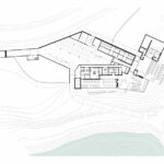 Nuno Graça Moura’s architectural schematic of the Golf Clubhouse at Bom Sucesso Resort showcasing detailed technical drawings of the building’s structural framework and layout.