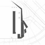 Nuno Graça Moura’s Golf Maintenance Building at Bom Sucesso Resort showcasing a modern design with a cantilevered structure and a glass façade, highlighted in a detailed architectural diagram.