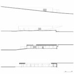 Nuno Graça Moura’s Golf Maintenance Building at Bom Sucesso Resort depicted in a technical drawing showcasing schematic design elements and structural diagrams.