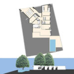 Atelier dos Remédios, Madalena Cardoso de Menezes, and Francisco Teixeira Bastos’ architectural plan of 5 Casa K /360 Villas at Bom Sucesso Resort showcasing a detailed schematic with triangular design elements and technical drawing features.