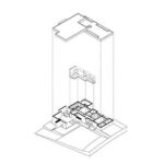 Atelier dos Remédios, Madalena Cardoso de Menezes, and Francisco Teixeira Bastos’ architectural schematic of 6 Casa L Villas at Bom Sucesso Resort showcasing a detailed floor plan with triangular structural elements and line art design.