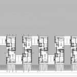 Atelier dos Remédios, Madalena Cardoso de Menezes, and Francisco Teixeira Bastos’ technical drawing of the unbuilt Phase 3 Zigzag Row House at Bom Sucesso Resort, showcasing a schematic design with detailed balcony structures.
