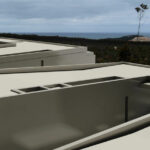 Atelier dos Remédios, Madalena Cardoso de Menezes, and Francisco Teixeira Bastos' Zigzag Row House from the unbuilt Phase 3 of Bom Sucesso Resort featuring a distinctive zigzag layout with sharp angular forms and prominent shadow play.