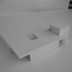 Josep Llinás’s House Model 2 showcasing a detailed architectural plan and design layout on a desk with visible drawing tools.