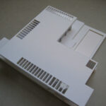 Josep Llinás’s House Model 3 scale model showcasing a detailed plastic floor plan with visible room layouts and structural divisions.
