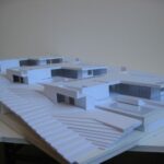 Josep Llinás’s House Model 3 showcasing a detailed scale model with composite material elements and a modern architectural design plan.