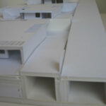 Josep Llinás’s House Model 3 showcasing a detailed scale model with composite material floors and plastic structural elements.