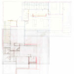 Josep Llinás’s House Model 1 depicted as a detailed architectural schematic showing technical drawings and plans with labeled structural elements.