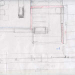 Josep Llinás’s House Model 1 depicted as a detailed architectural schematic showing floor plans and technical diagrams with labeled structural elements.
