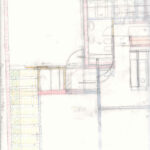 Josep Llinás’s House Model 1 architectural schematic showing a detailed floor plan with triangular structural elements and technical drawing annotations.