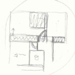 Technical drawing by Josep Llinás depicting a schematic plan with detailed line art and architectural diagrams.