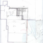 Technical drawing by Josep Llinás showcasing a schematic plan with triangular shapes and detailed architectural diagrams.