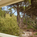Casa Veiga / Casa Portufornia, Colares by Manuel Tainha, Rui Costa Martins (3741) Manuel Tainha and Rui Costa Martins' Casa Veiga / Casa Portufornia showcasing a modern wooden structure with extensive shading elements, landscaped outdoor areas featuring woody plants and twigs, and daylighting enhancing the natural ambiance around outdoor furniture.