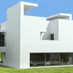 Álvaro Siza Vieira’s design for "6 Unbuilt Architectural Villas, Lot 234" showcasing a modern villa with composite material façade, cantilevered balconies, landscaped estate grounds, and detailed 3D modeling of the farmhouse structure.