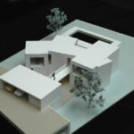 David Chipperfield’s 4 Architectural Villas, Lot 329, showcasing a detailed floor plan and scale model highlighting minimalist design elements and spatial organization.