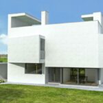 Álvaro Siza Vieira’s "6 Unbuilt Architectural Villas, Lot 234" showcasing a modern residential villa with composite material façades, landscaped surroundings, and detailed 3D modeling of the land lot.