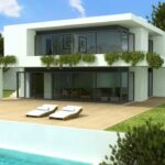 Alcino Soutinho’s 10 Architectural Villas, Lot 240, showcasing a modern residential villa with a sleek façade, landscaped garden, and integration into a spacious land lot.