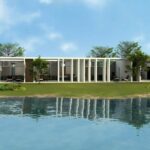 Nuno Graça Moura’s 30 Architectural "Bar Code 1" Townhouses, Lot 152, showcasing modern townhouses with shaded landscaping, eco-friendly design elements, and integrated yard spaces.